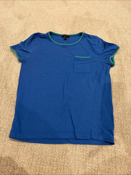 J. Crew Tops - Jcrew Blue Crewneck Tee with Green Trim